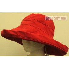 RED 100% COTTON WOMEN LARGE 5" WIDE BRIM BUCKET SUN UPF BLOCK 50+ CAP COVER HAT  eb-00557707